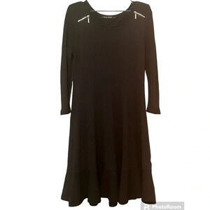 Black Ivanka Trump dress with gold zippers on shoulders (no tags).